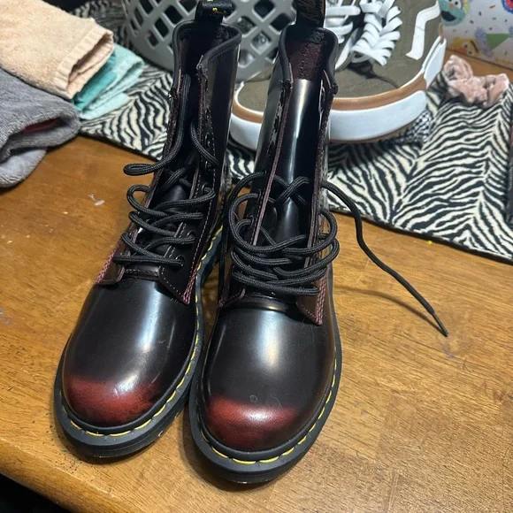 Dr. Martens Burgundy Combat Boots - Picture 9 of 10
